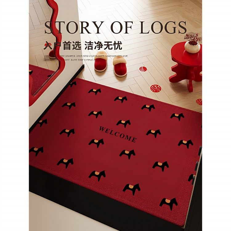马年红色入户门地垫2025新款喜庆防滑除尘耐磨脚垫玄关大门口地毯