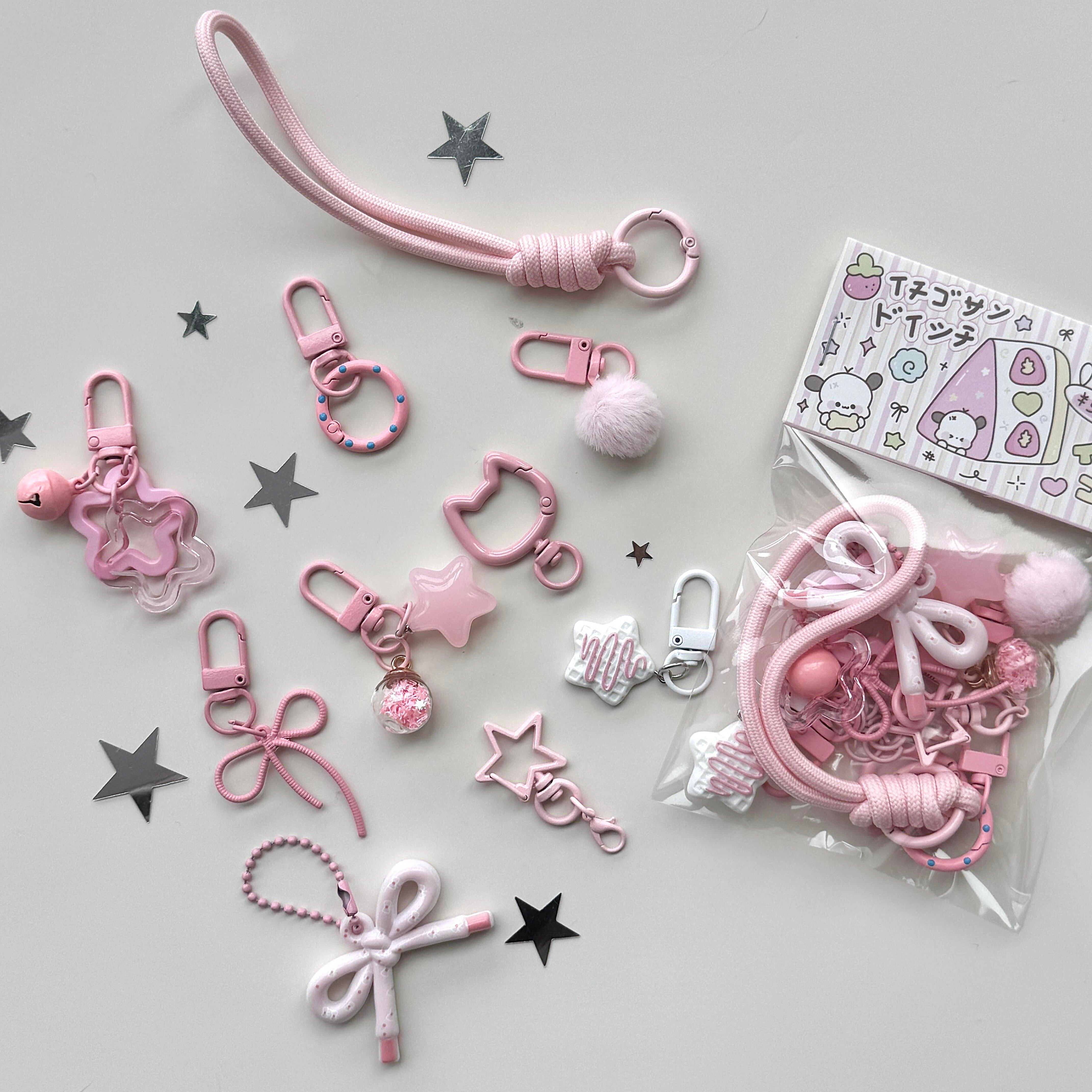 拼豆钥匙扣diy配件烤漆合金五角星蝴蝶结手工钥匙链配饰拼豆工具