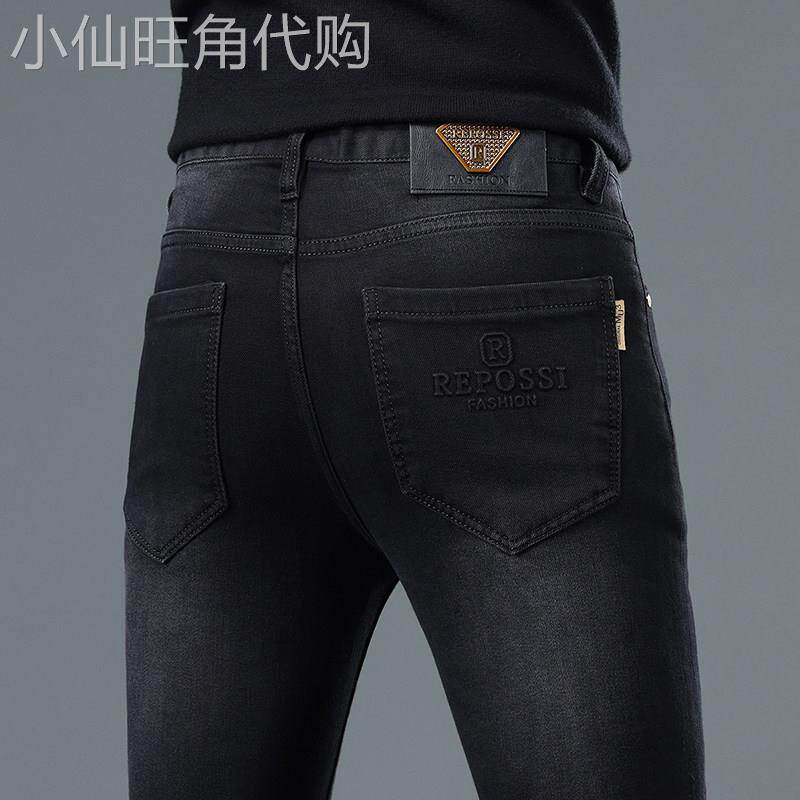 意大利高端黑色牛仔裤男修身小脚2026夏季薄款潮牌直筒休闲长裤子