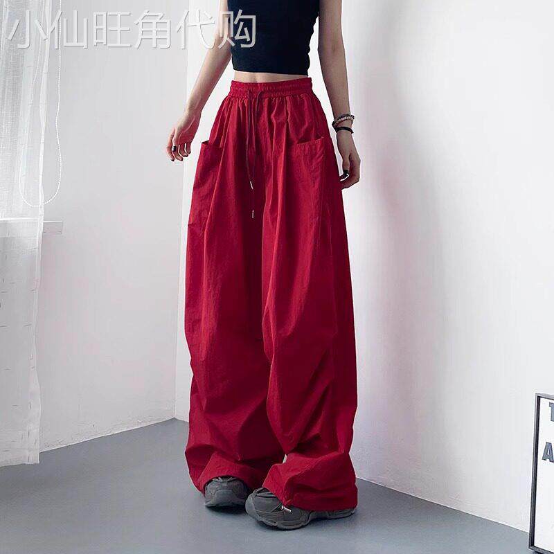 阔腿裤女夏薄款2026新款高腰宽松大尺码胖mm休闲冰丝运动工装长裤