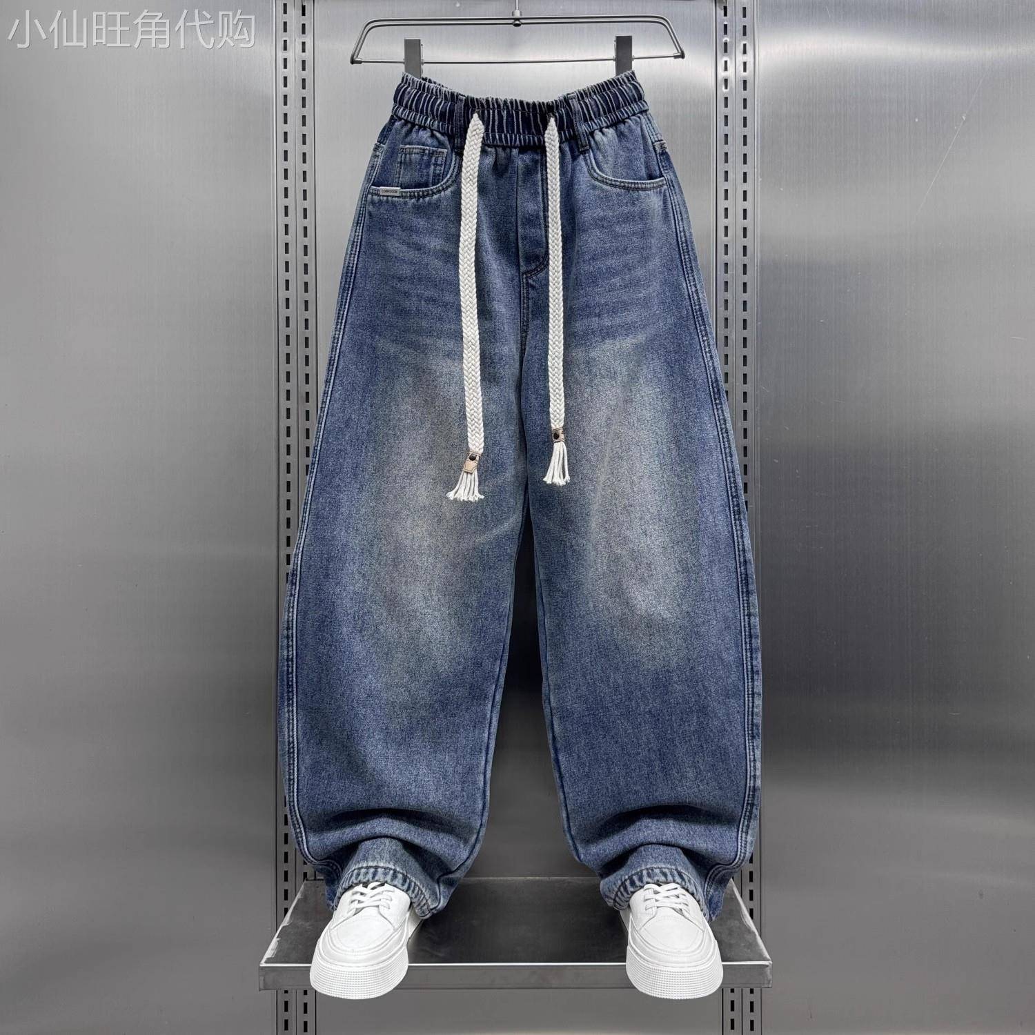 MAROLIO~不挑腿型！美式高街阔腿长裤男秋冬季休闲直筒弯刀牛仔裤