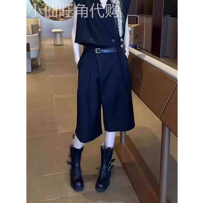 黑色六分西装裤女2025秋季新款宽松显瘦休闲裤子小个子七分阔腿裤