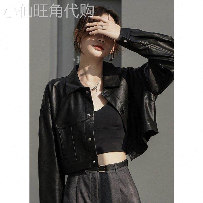 小个子皮衣外套女春秋今年流行款高级感宽松休闲黑色短款pu皮夹克