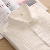 TIMO春秋日系小清新文艺甜美蕾丝花边翻领内搭打底白色衬衫 女上衣