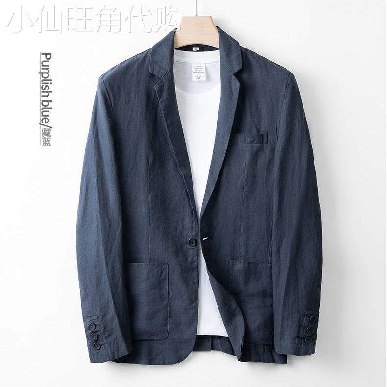 春夏超薄款纯亚麻西装男大码宽松休闲防晒小西服轻薄单西2025外套