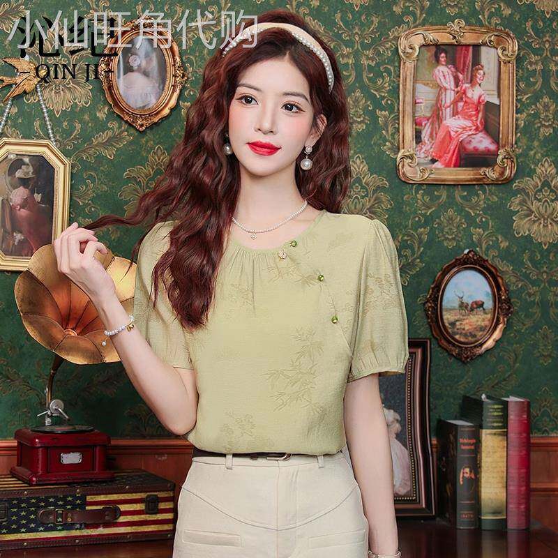 雪纺衬衫女2026新款夏季薄款圆领高级感轻奢减龄洋派国风小衫上衣
