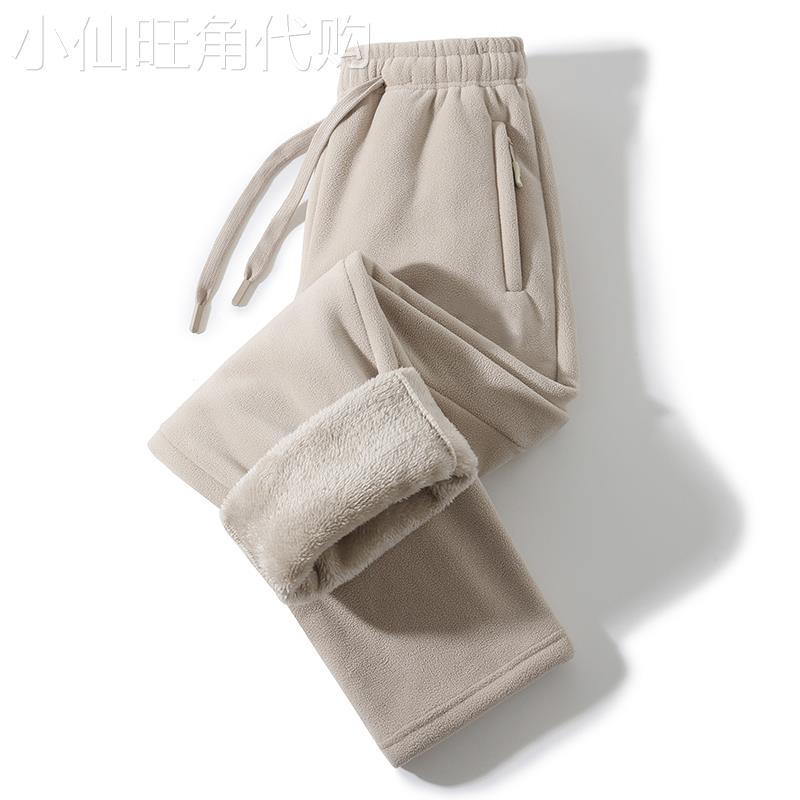 高档羊羔绒裤子男冬季新款加绒加厚奥粒绒超厚抗寒休闲裤棉裤男女