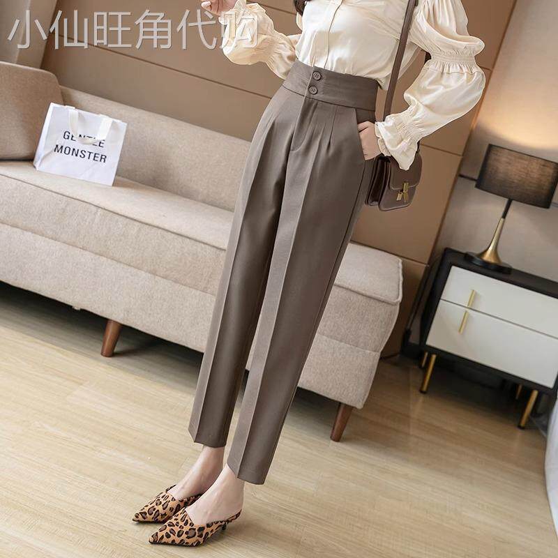 西装裤女夏季薄款2024新款高腰直筒宽松显瘦小个子九分休闲烟管裤