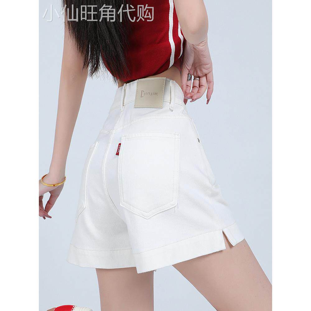 韩国白色牛仔短裤女士2025夏季新款休闲外穿小个子高腰显瘦热裤子