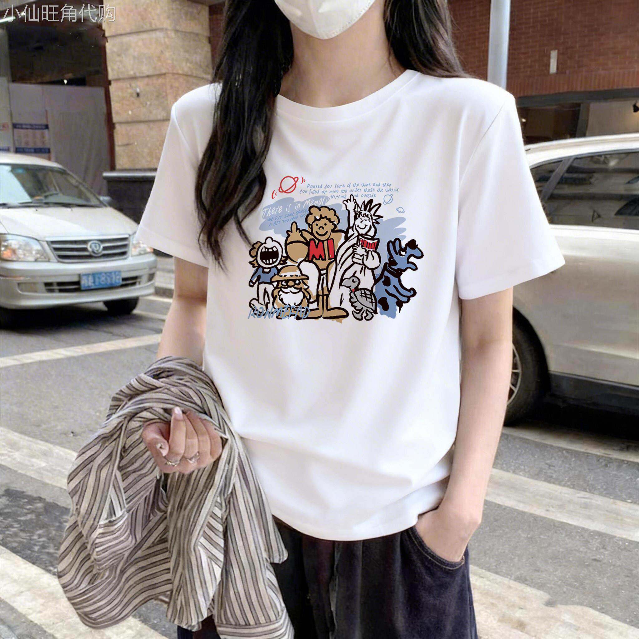 正肩T恤女款2026新款白色夏季宽松慵懒风大尺码胖mm巨好看短袖上