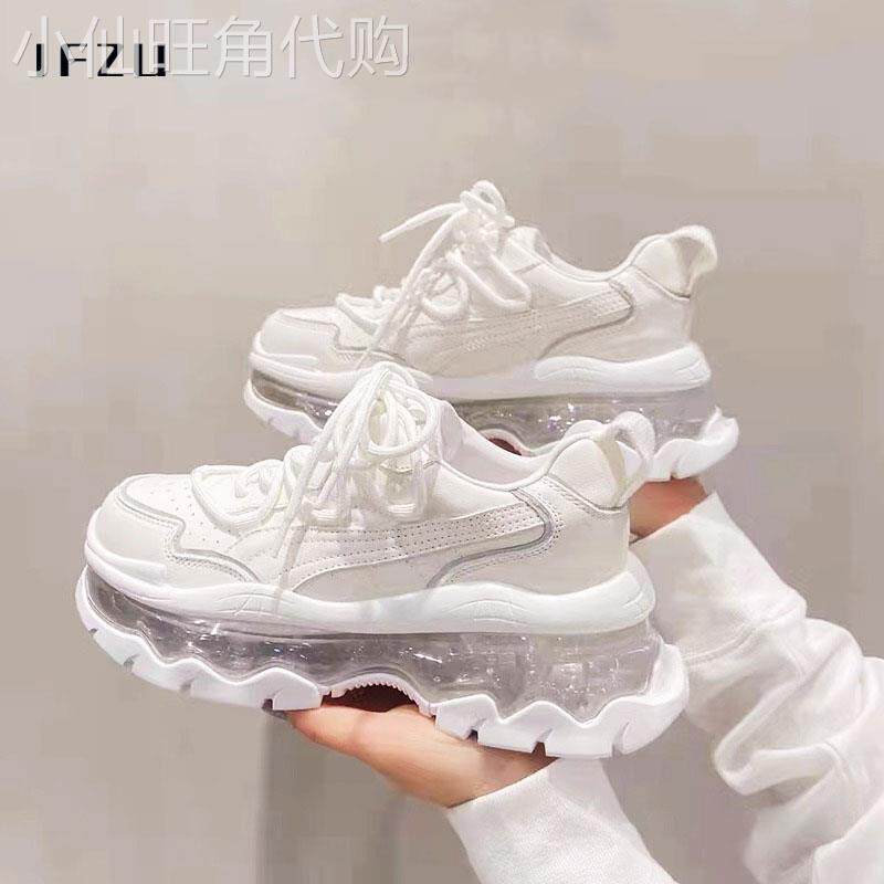真皮老爹鞋女春秋季2025新款爆款果冻气垫厚底增高休闲运动小白鞋