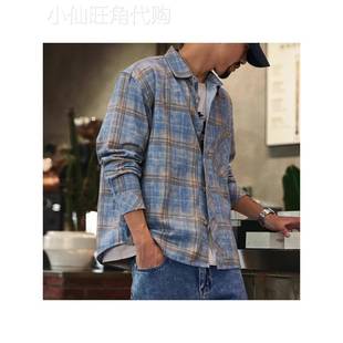 Madness Mdns Wruei莱赛尔天丝覆古格子长袖衬衫2025秋季男士衬衣