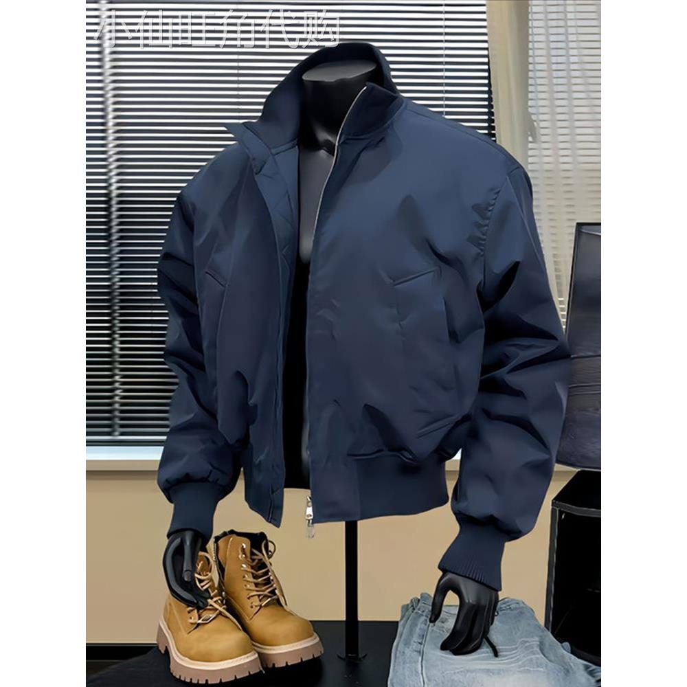 藏青色ma1飞行夹克男秋季薄款短款外套高级感廓形美式立领棒球服