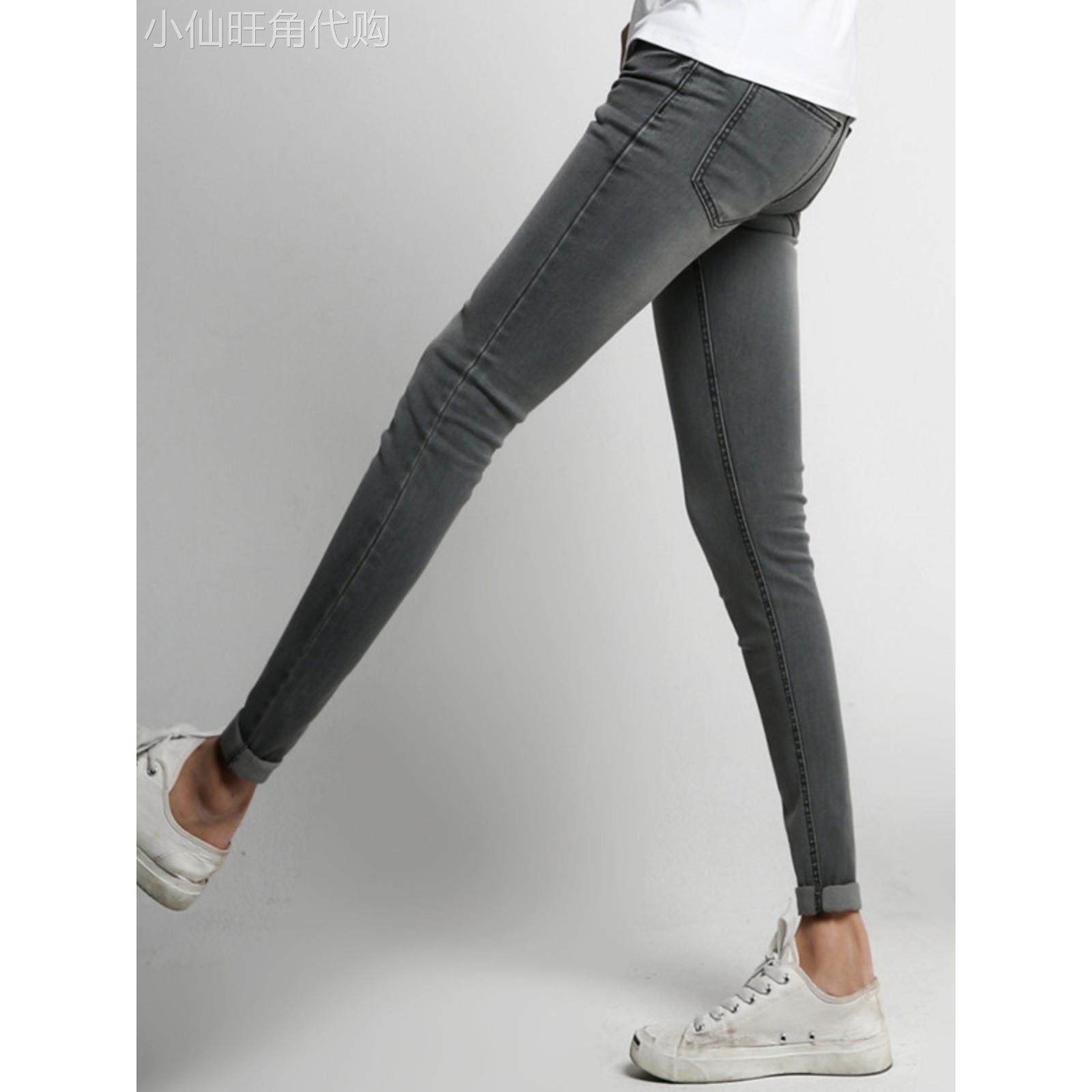 香港男生显瘦裤子灰色弹力铅笔裤小脚韩风中腰修身裤牛仔青年长裤