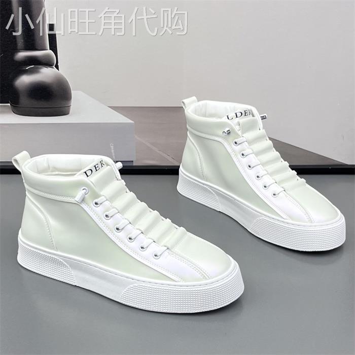 法国男鞋加厚2025新款一脚蹬渐变潮流皮鞋小白鞋保暖运动休闲鞋子