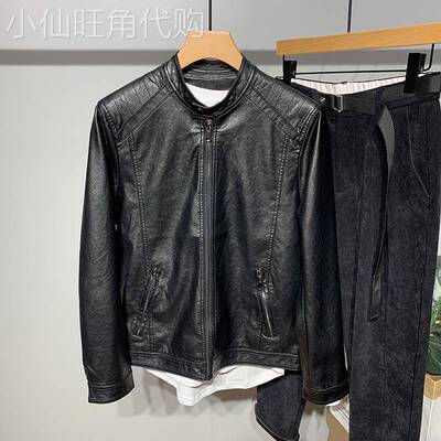 高端轻奢立领皮衣外套男春秋韩版潮流休闲痞帅机车服夹克修身上衣