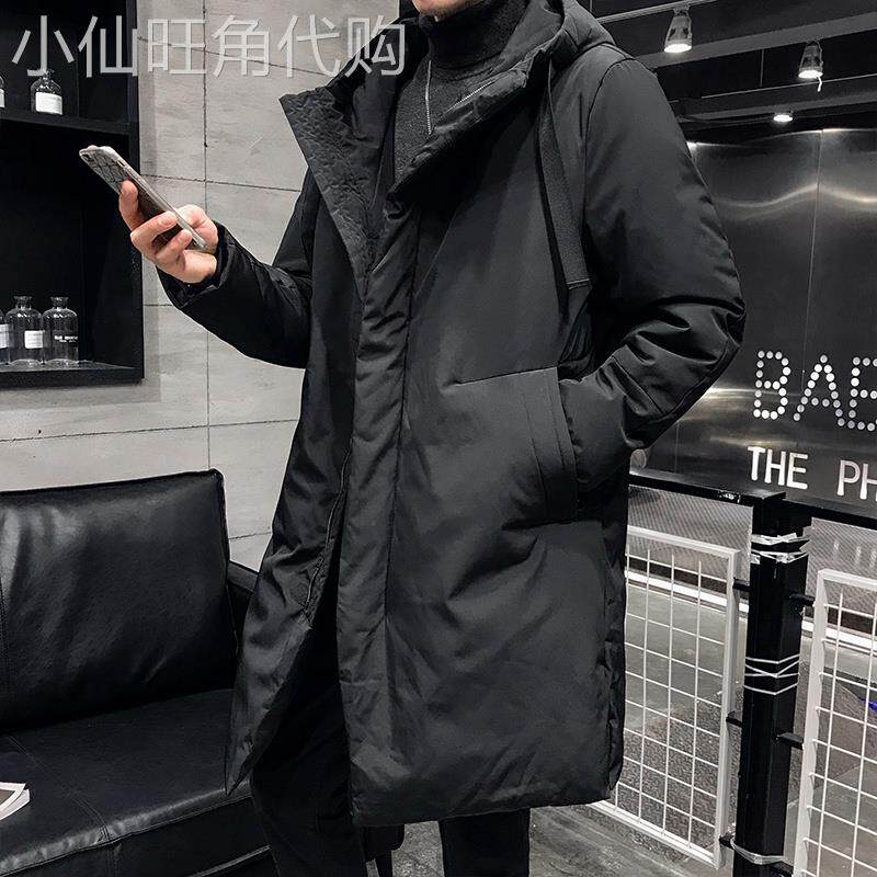 连帽羽绒服男中长款冬季2025新款加厚保暖休闲白鸭绒轻薄男士外套