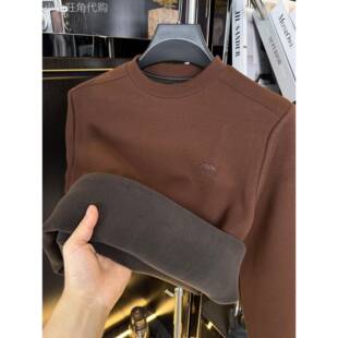 MAROLIO~德绒打底衫男士加绒加厚保暖内搭秋冬季圆领重磅卫衣男款