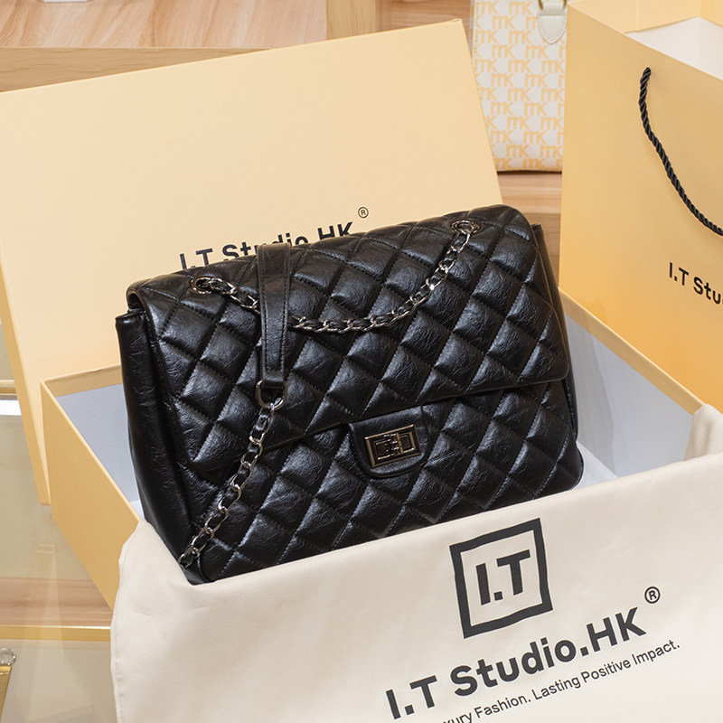 CITEX LV官方旗舰店香港真皮腋下包女2025新款秋冬高级感菱格链条