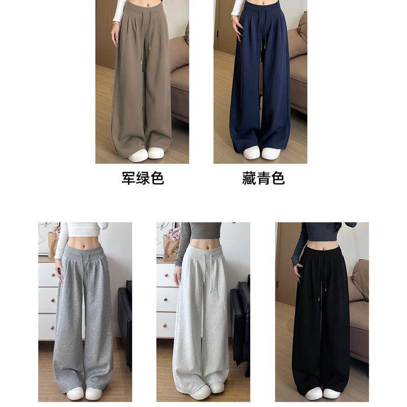灰色运动裤子女秋2025新款宽松慵懒阔腿裤小个子低腰休闲加绒卫裤,女装/女士精品,卫裤,淘宝优惠券,粉丝福利购,淘宝优惠卷