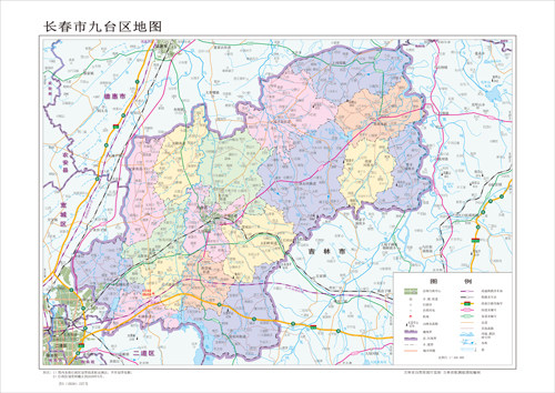 长春市九台区地图水系河流湖泊交通行政区划旅游铁路地形卫星流域
