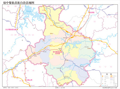 琼中黎族苗族自治县2地图行政区划水系河流湖泊交通旅游铁路地形