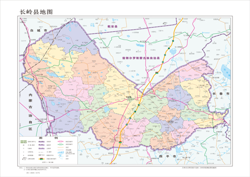 松原市长岭县地图水系河流湖泊交通行政区划旅游铁路地形卫星流域