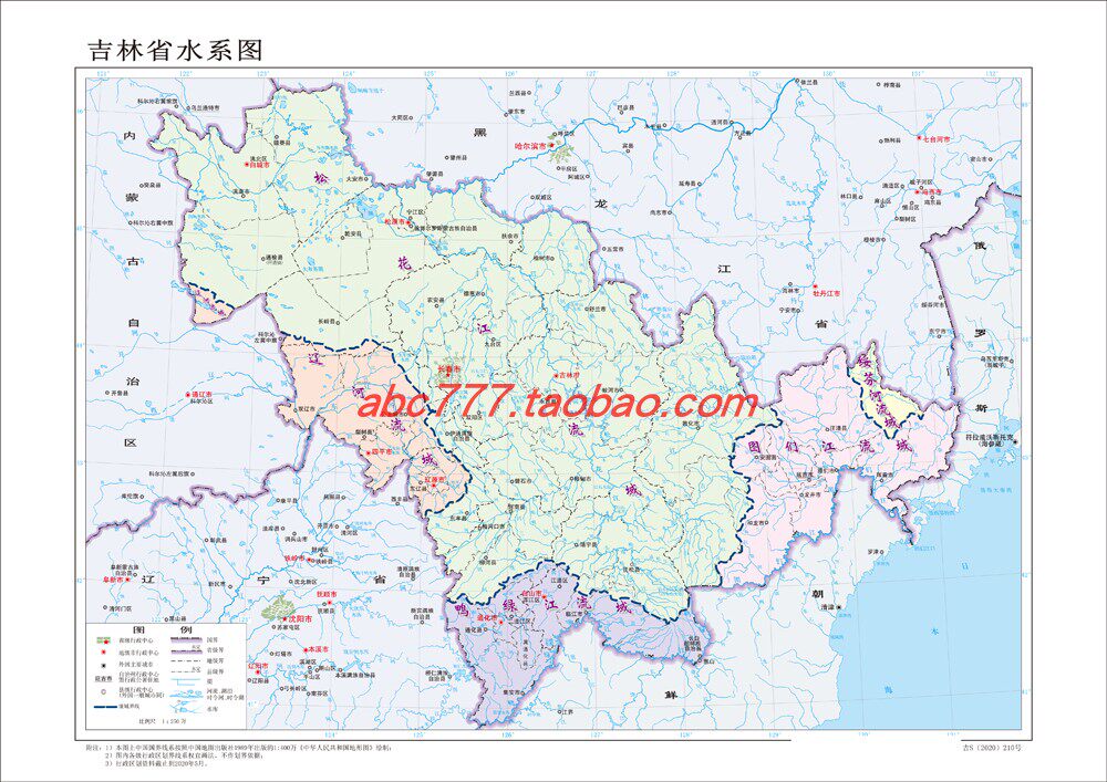 吉林省水系分布图吉林省河流分布图大山谷图库 