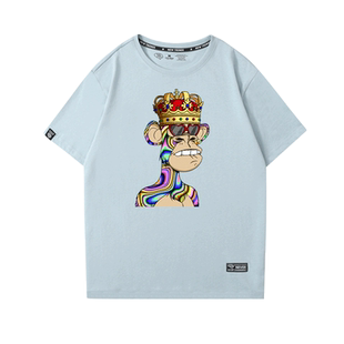 无聊猿猴头像短袖男生nft数字艺术库里猴子T恤夏季纯棉宽松半袖潮