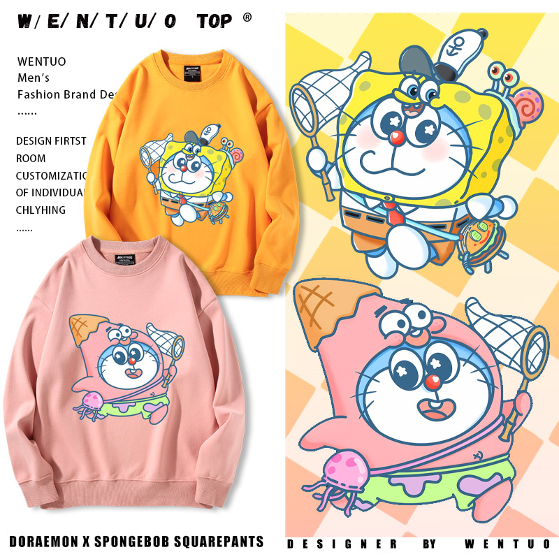 长袖男女卡通印花秋冬纯棉圆领