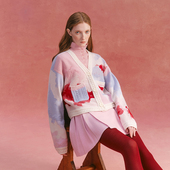 彩色羊毛开衫 CHAU.RISING 洲升秋冬新款 多巴胺毛衣外套少女感