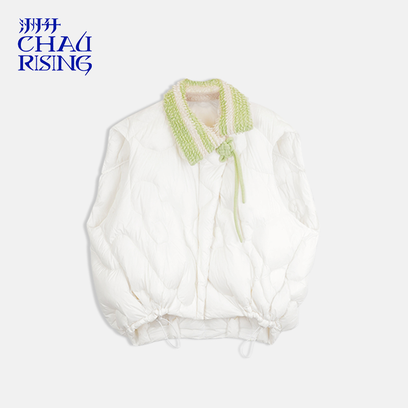 祥云翻领撞色宽松马甲