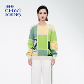 橄榄枝拼接羊绒套头衫 新款 宽松上衣毛衣 CHAU.RISING冬季 洲升