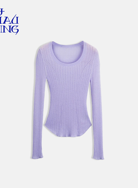 洲升/CHAU.RISING修身镂空羊毛打底衫毛衣秋冬新款设计师女