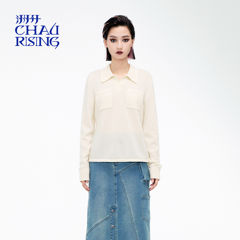 薄毛衣洲升山羊绒Polo领