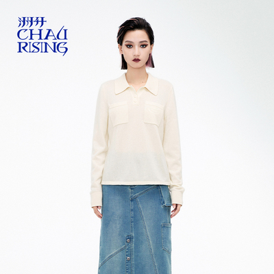 薄毛衣洲升山羊绒Polo领