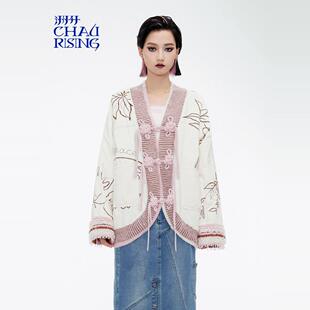 盘扣刺绣拼羊绒开衫 洲升 复古新中式 新款 外套 CHAU.RISING冬季