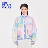 洲升 CHAU.RISING2025秋冬新款 彩色流苏羊毛短外套多巴胺毛衣女