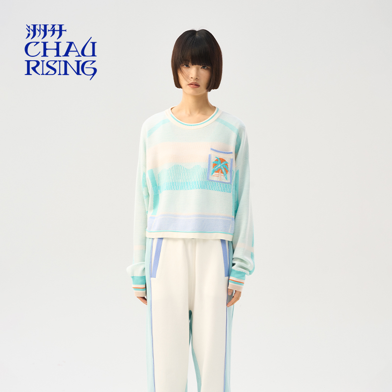 CHAU.RISING渐变条纹羊毛套头衫