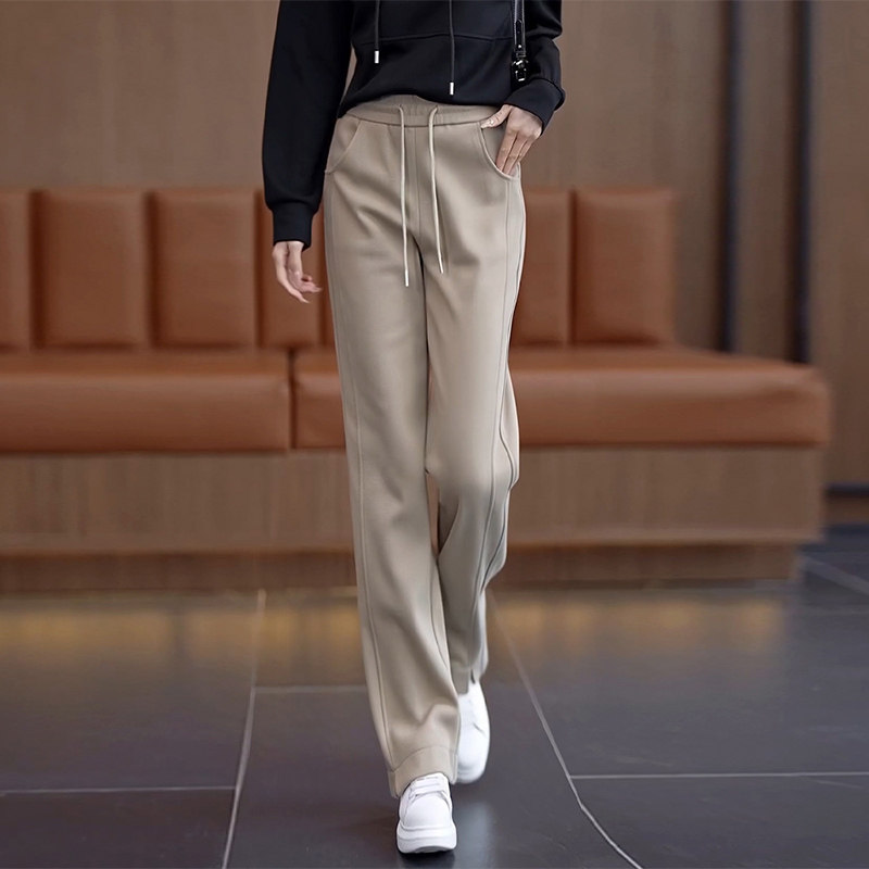 窄版阔腿休闲裤女2025新款秋冬季加绒加厚卫裤时尚百搭直筒香蕉裤,女装/女士精品,大码裤装,淘宝优惠券,粉丝福利购,淘宝优惠卷