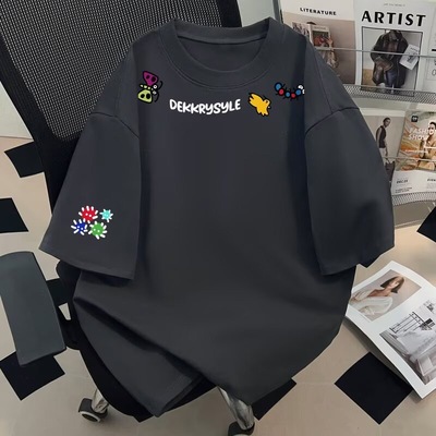 短袖T恤男女夏季ins高街黑色小众潮流百搭半袖上衣美式100%纯棉