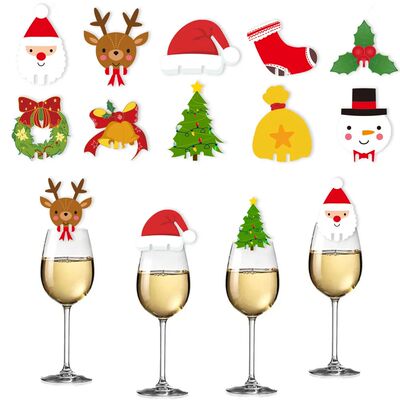 100pcs/set Christmas Cup Card Wine Glass Decorations Cup Ca