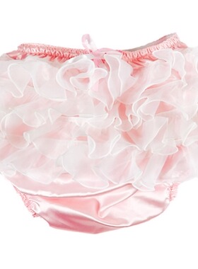 ABDL PVC & Satin Panties Frilly Rumba Pants Color Pink塑
