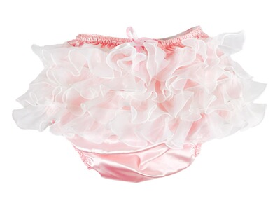 ABDL PVC & Satin Panties Frilly Rumba Pants Color Pink塑
