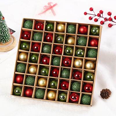 Christmas balls 3cm, 49 paper boxes with tree pendants