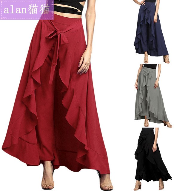women temperament skirt irregular ruffled trousers woman裙裤