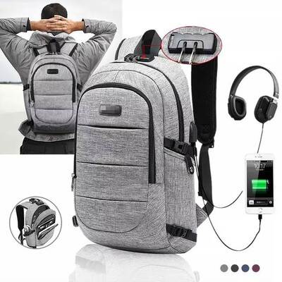 Men Women Travel USB Charging Anti theft Bag Laptop Backpack