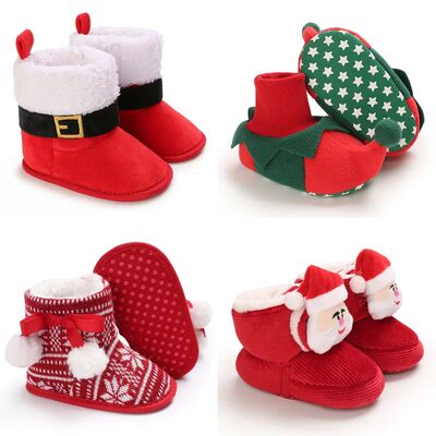 Christmas Cute Snow Cotton Warm Boots Infant Soft Soled Newb