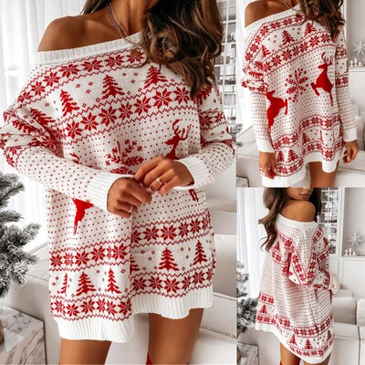 White Top Cashmere Ugly Christmas Sweater For Women Sweaters