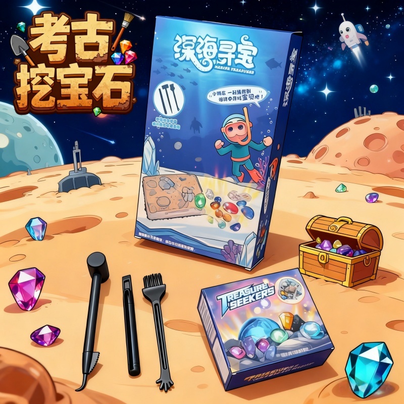 挖掘石膏男孩考古挖掘玩具盲盒超级宝石大集合女孩挖宝宝藏矿石砸